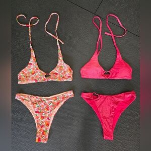 Blackbough Floral And Red Bikini Set